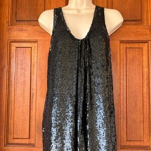 Massimo Dutti Black Sequin Blouse Top